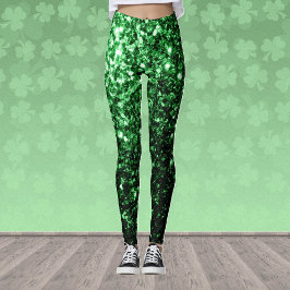Dunkelgrüne Imitate Glitzer Glitzern Leggings
