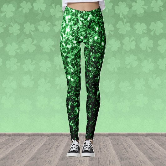 Dunkelgrüne Imitate Glitzer Glitzern Leggings