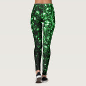 Dunkelgrüne Imitate Glitzer Glitzern Leggings (Rückseite)