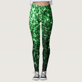 Dunkelgrüne Imitate Glitzer Glitzern Leggings (Vorderseite)