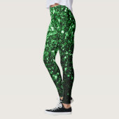 Dunkelgrüne Imitate Glitzer Glitzern Leggings (Links)