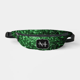 Dunkelgrüne Imitate Glitzer Glitzern Monogram Bauchtasche