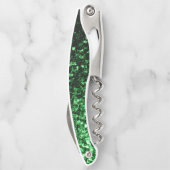 Dunkelgrüne Imitate Glitzer Glitzern Monogram Kellnermesser (Rückseite)