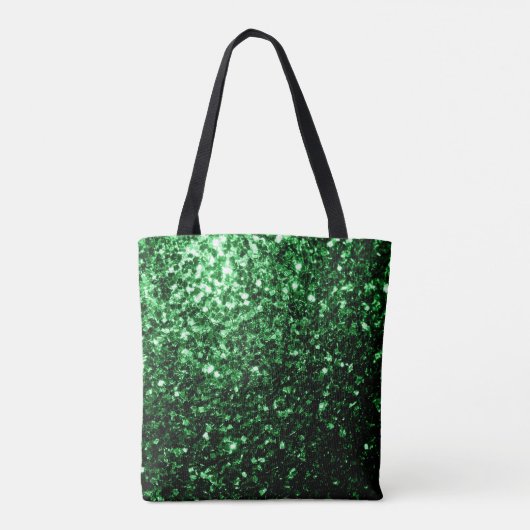 Dunkelgrüne Imitate Glitzer Glitzern Monogram Tasche (Rückseite)