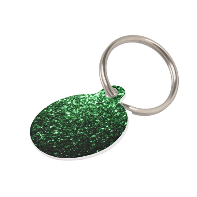 Dunkelgrüne Imitate Glitzer Glitzern personalisier Tiermarke (Seite)