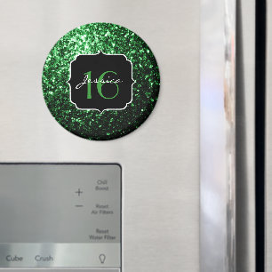 Dunkelgrüne Imitate Glitzer Glitzern Sweet 16 Magnet