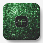 Dunkelgrüne Imitate Glitzer Glitzern Sweet 16 Pappteller (Vorderseite)