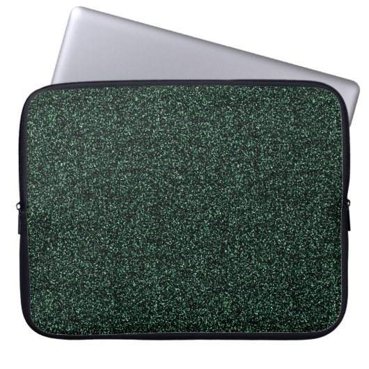 Dunkelgrüne Imitate Glitzer Laptopschutzhülle (Vorderseite)