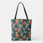 Dunkelgrüne indonesische Blumenweine Batik Muster Tasche (Rückseite)