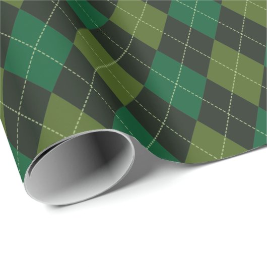 Dunkelgrüne irische Raute Diamond Pattern Geschenkpapier (Rolleneckpunkt)