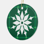 Dunkelgrüne karierte Winterferien Schneeflocke Keramik Ornament (Links)