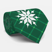 Dunkelgrüne karierte Winterferien Schneeflocke Krawatte (Gerollt)
