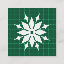 Dunkelgrüne karierte Winterferien Schneeflocke Quadratische Visitenkarte