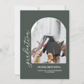 Dunkelgrüne Klasse des Abschlusses für Arch-Foto 2 Einladung (Rückseite)