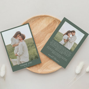 Dunkelgrüne Klasse Einfach 2 Foto Hochzeit Dankeskarte