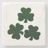 Dunkelgrüne Kleeblätter Steinuntersetzer (Vorderseite)