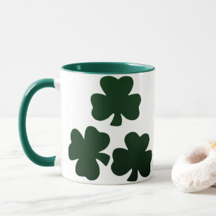 Dunkelgrüne Kleeblätter Tasse