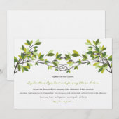 Dunkelgrüne Knotted Liebe Bäume Sommerhochzeit Einladung (Vorne/Hinten)