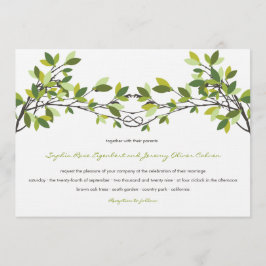 Dunkelgrüne Knotted Liebe Bäume Sommerhochzeit Einladung