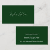 Dunkelgrüne Kontaktkarte mit handgeschriebenem Sch Telefonnummerkarte (Vorne/Hinten)