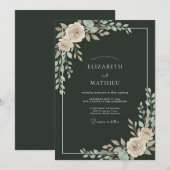 Dunkelgrüne makellose Winterhochzeit Einladung (Vorne/Hinten)