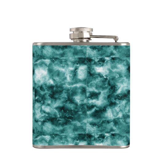 Dunkelgrüne Marmorbeschaffenheit Flachmann (Rückseite)