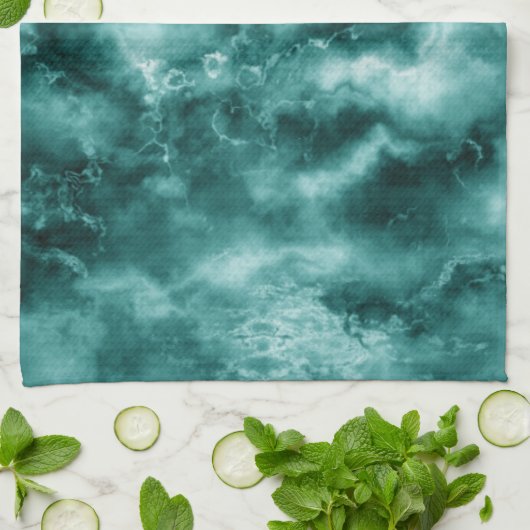 Dunkelgrüne Marmorbeschaffenheit Geschirrtuch (Gefaltet)