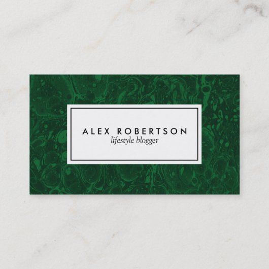 Dunkelgrüne Marmormalachit-Visitenkarte Visitenkarte (Vorderseite)