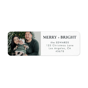 Dunkelgrüne Merry and Bright Familienfoto-Adresse