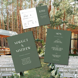 Dunkelgrüne Minimalistische Skandi-Hochzeit Einladung