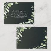 Dunkelgrüne, moderne Blätter Hochzeitsdetails Begleitkarte (Vorne/Hinten)