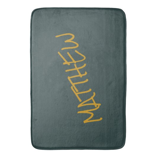 Dunkelgrüne, moderne Goldschrift Badematte (Vorderseite Vertikal)
