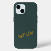 Dunkelgrüne, moderne Goldschrift Case-Mate iPhone Hülle (Rückseite)