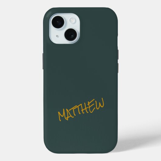 Dunkelgrüne, moderne Goldschrift Case-Mate iPhone Hülle (Rückseite)