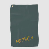 Dunkelgrüne, moderne Goldschrift Golfhandtuch (Vorderseite)