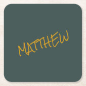 Dunkelgrüne, moderne Goldschrift Rechteckiger Pappuntersetzer (Vorderseite)