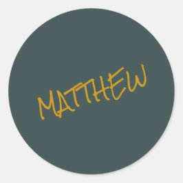 Dunkelgrüne, moderne Goldschrift Runder Aufkleber