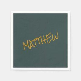 Dunkelgrüne, moderne Goldschrift Serviette