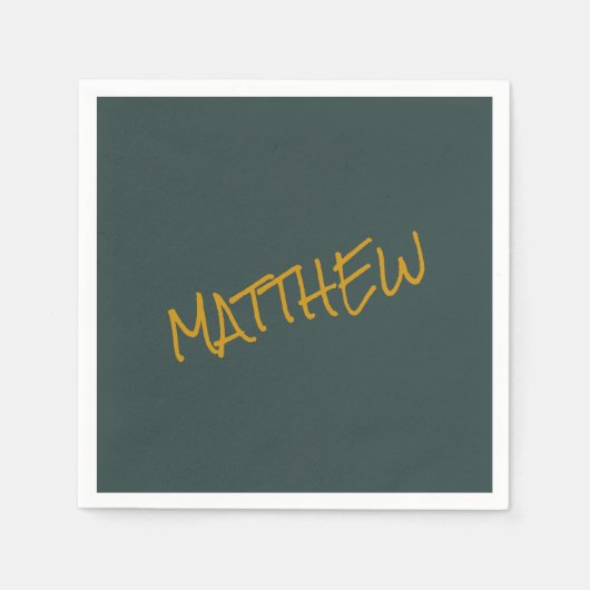 Dunkelgrüne, moderne Goldschrift Serviette (Vorderseite)