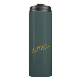 Dunkelgrüne, moderne Goldschrift Thermosbecher