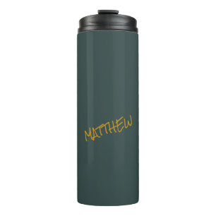 Dunkelgrüne, moderne Goldschrift Thermosbecher