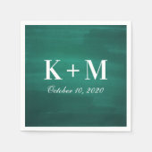 Dunkelgrüne, moderne Hochzeit. Einfache elegante s Serviette (Vorderseite)