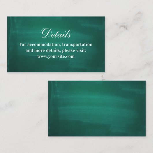 Dunkelgrüne, moderne Hochzeitsdetails. Einfache Sm Begleitkarte (Vorne/Hinten)