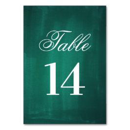 Dunkelgrüne moderne Tischnummer. Emerald-Hochzeit Tischnummer