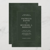 Dunkelgrüne, moderne Typografie - elegante Hochzei Einladung (Vorne/Hinten)