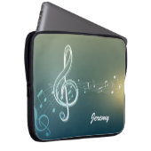 Dunkelgrüne Musiknoten und benutzerdefinierte Mono Laptopschutzhülle (Vorne Rechts)