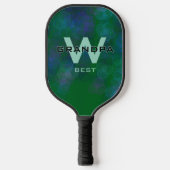 Dunkelgrüne Opa Monogrammatikalie Pickleball Schläger (Vorderseite)