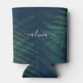 Dunkelgrüne Palmen Blätter Muster Dosenkühler (Rückseite)