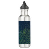 Dunkelgrüne Palmen Blätter Muster Edelstahlflasche (Rechts)