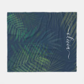 Dunkelgrüne Palmen Blätter Muster Fleecedecke (Vorderseite (Horizontal))